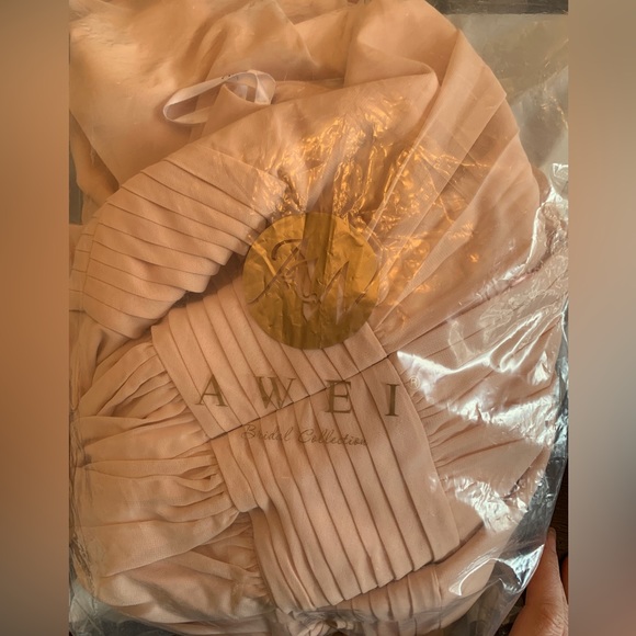 NWT AW Bridal Keyhole Chiffon Bridesmaid Dresses Long Formal Dress in Pearl Pink - Picture 8 of 13